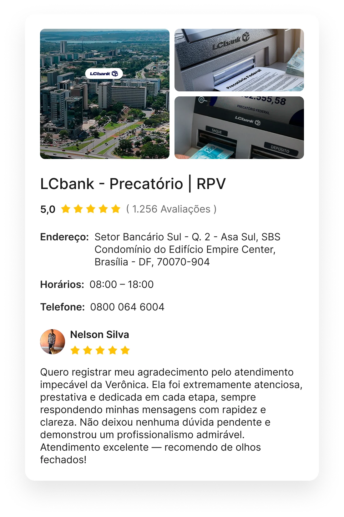 Avaliações Google LCbank